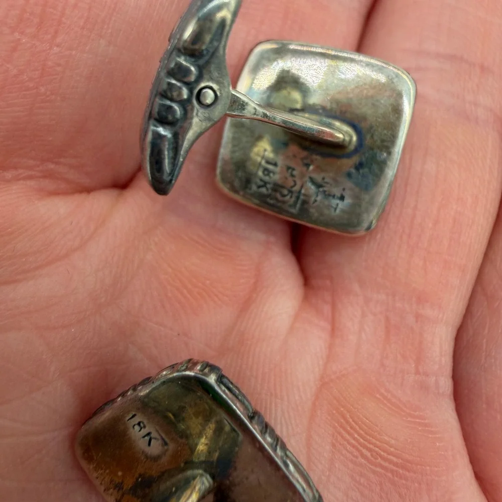 John Hardy 18K Gold & 925 Sterling Silver Woven Square Cufflinks Cuff Links